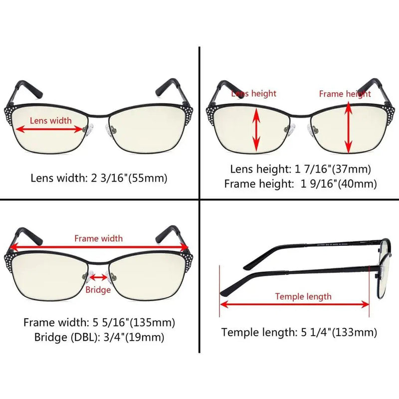 eyekeeper.com 5 Pack Blue Light Filter Eyeglasses with Crystals UV17001 Eyeglasses White Smoke 5 Pairs Mix / without magnification