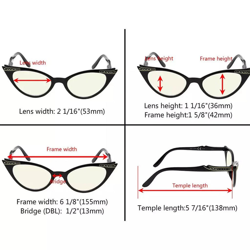 eyekeeper.com 5 Pack Cat-eye Blue Light Blocking Reading Glasses CG914 Eyeglasses White Smoke 5 Pairs Mix / without magnification,5 Pairs Mix / +0.50