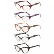 eyekeeper.com 5 Pack Cat-eye Blue Light Blocking Reading Glasses CG914 Eyeglasses White Smoke 5 Pairs Mix / without magnification,5 Pairs Mix / +0.50