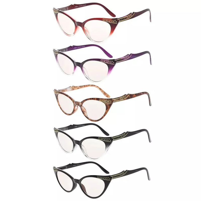 eyekeeper.com 5 Pack Cat-eye Blue Light Blocking Reading Glasses CG914 Eyeglasses White Smoke 5 Pairs Mix / without magnification,5 Pairs Mix / +0.50