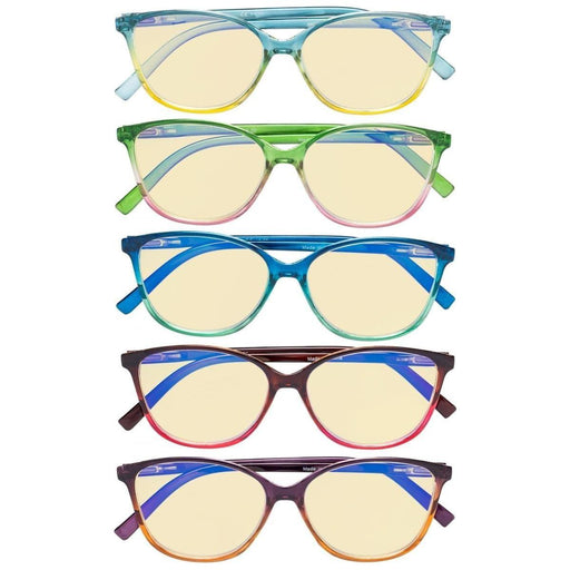 eyekeeper.com 5 Pack Cat-eye Blue Light Blocking Reading Glasses TMFH2 Eyeglasses Dark Slate Blue 5 Pairs Mix / +1.75,5 Pairs Mix / +2.00