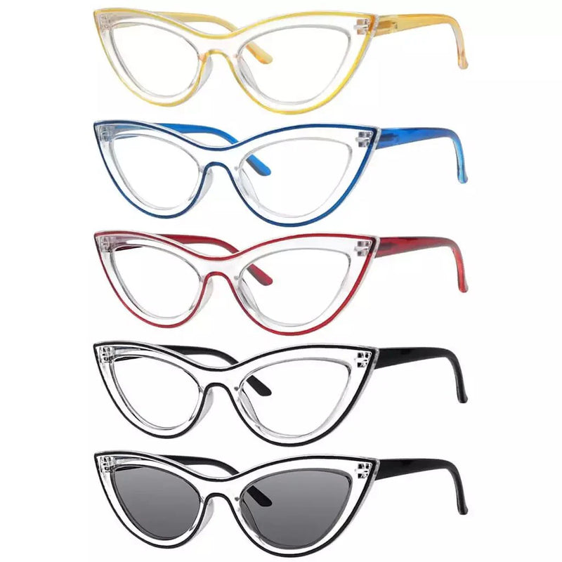 eyekeeper.com 5 Pack Cat-eye Fashion Reading Glasses Contrast Color Readers R2121 Eyeglasses White Smoke 5 Pairs Mix / without magnification,5 Pairs Mix / +0.50,5 Pairs Mix / +0.75,5 Pairs Mix / +1.00,5 Pairs Mix / +1.25,5 Pairs Mix / +1.50,5 Pairs Mix / +1.75,5 Pairs Mix / +2.00,5 Pairs Mix / +2.25,5 Pairs Mix / +2.50,5 Pairs Mix / +2.75,5 Pairs Mix / +3.00