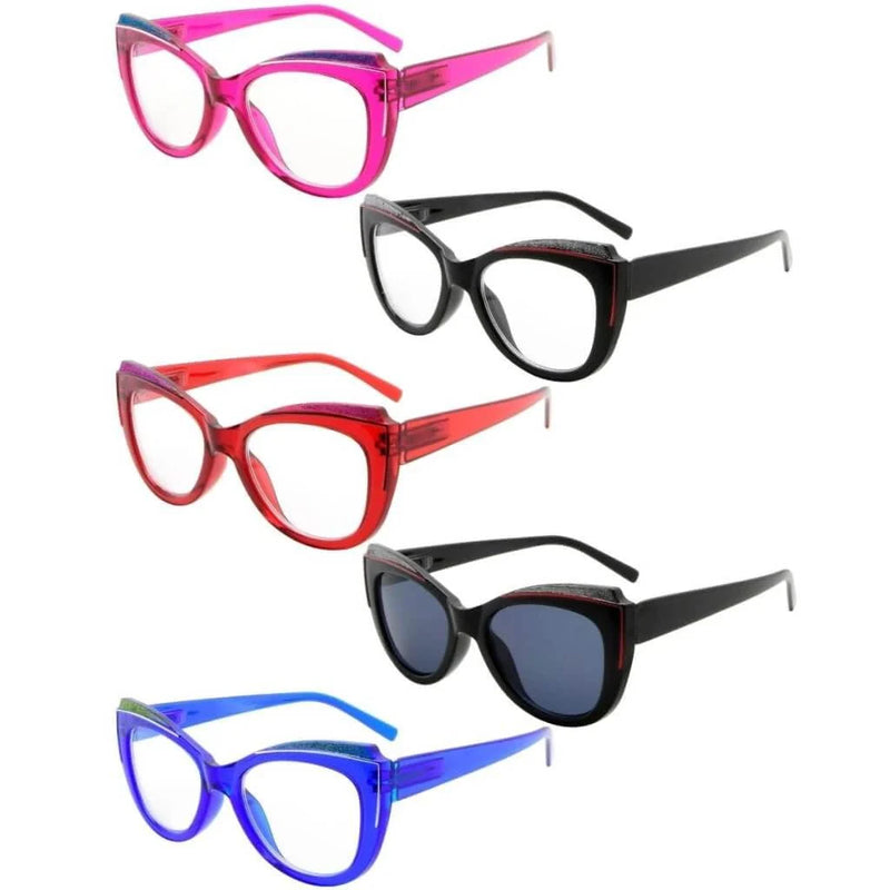 eyekeeper.com 5 Pack Cat-eye Reading Glasses Charming Readers R2118 Eyeglasses White Smoke 5 Pairs Mix / without magnification,5 Pairs Mix / +0.50,5 Pairs Mix / +0.75,5 Pairs Mix / +1.00,5 Pairs Mix / +1.25,5 Pairs Mix / +1.50,5 Pairs Mix / +1.75,5 Pairs Mix / +2.00,5 Pairs Mix / +2.25,5 Pairs Mix / +2.50,5 Pairs Mix / +2.75,5 Pairs Mix / +3.00