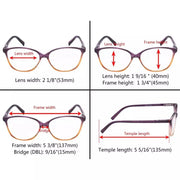 eyekeeper.com 5 Pack Cat-eye Two-tone Reading Glasses Stylish Readers RFH2-A Eyeglasses Dark Slate Gray 5 Pairs Mix / +0.50,5 Pairs Mix / +0.75,5 Pairs Mix / +1.00,5 Pairs Mix / +1.25,5 Pairs Mix / +1.50,5 Pairs Mix / +1.75,5 Pairs Mix / +2.00,5 Pairs Mix / +2.25,5 Pairs Mix / +2.50,5 Pairs Mix / +2.75,5 Pairs Mix / +3.00,5 Pairs Mix / +3.25,5 Pairs Mix / +