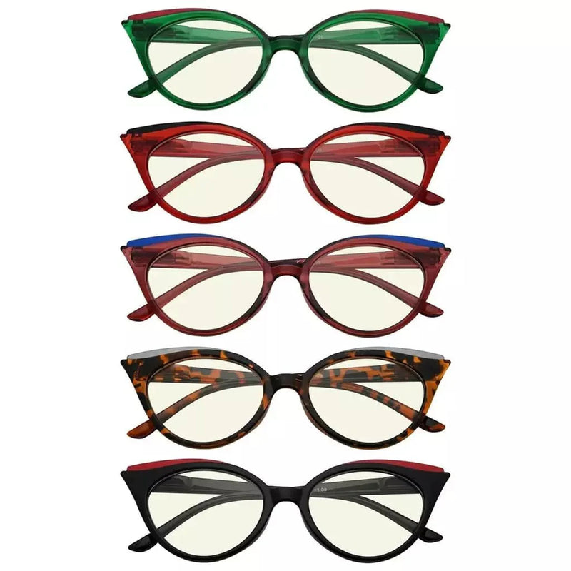 eyekeeper.com 5 Pack Chic Cat-eye Blue Light Filter Reading Glasses UV2125 Eyeglasses White Smoke 5 Pairs Mix / without magnification,5 Pairs Mix / +0.50,5 Pairs Mix / +1.00,5 Pairs Mix / +1.25,5 Pairs Mix / +1.50,5 Pairs Mix / +1.75,5 Pairs Mix / +2.00,5 Pairs Mix / +2.25,5 Pairs Mix / +2.50,5 Pairs Mix / +3.00,5 Pairs Mix / +3.50,5 Pairs Mix / +4.00