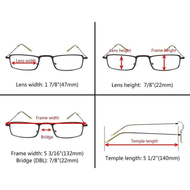 eyekeeper.com 5 Pack Chic Readers Stainless Steel R15004 Eyeglasses Black 5 Pairs Mix / +0.50,5 Pairs Mix / +1.00,5 Pairs Mix / +1.25