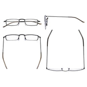 eyekeeper.com 5 Pack Chic Readers Stainless Steel R15004 Eyeglasses Dark Slate Gray 5 Pairs Mix / +0.50,5 Pairs Mix / +1.00,5 Pairs Mix / +1.25