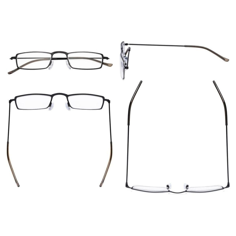 eyekeeper.com 5 Pack Chic Readers Stainless Steel R15004 Eyeglasses Dark Slate Gray 5 Pairs Mix / +0.50,5 Pairs Mix / +1.00,5 Pairs Mix / +1.25