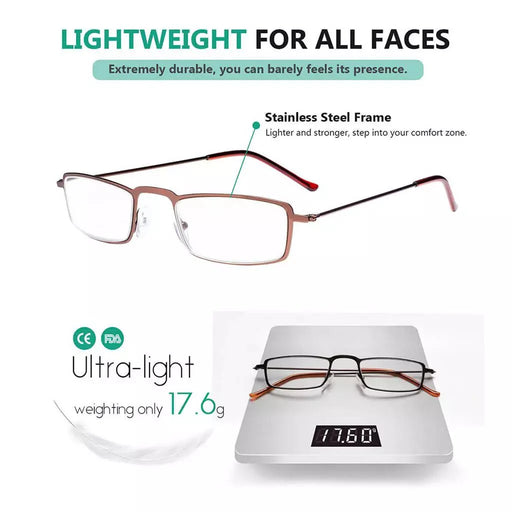 eyekeeper.com 5 Pack Chic Rectangle Reading Glasses Stainless Steel R15004 Eyeglasses White Smoke 5 Pairs Mix / +0.50,5 Pairs Mix / +0.75,5 Pairs Mix / +1.00,5 Pairs Mix / +1.25,5 Pairs Mix / +1.50,5 Pairs Mix / +1.75,5 Pairs Mix / +2.00,5 Pairs Mix / +2.25,5 Pairs Mix / +2.50,5 Pairs Mix / +2.75,5 Pairs Mix / +3.00,5 Pairs Mix / +3.50,5 Pairs Mix / +
