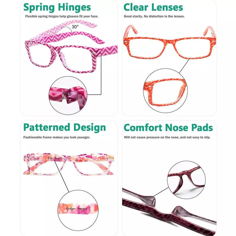eyekeeper.com 5 Pack Colorful Patterned Reading Glasses Fashionable Readers R066 Eyeglasses White Smoke 5 Pairs Mix / +0.50,5 Pairs Mix / +0.75,5 Pairs Mix / +1.00,5 Pairs Mix / +1.25,5 Pairs Mix / +1.50,5 Pairs Mix / +1.75,5 Pairs Mix / +2.25