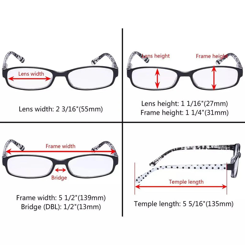 eyekeeper.com 5 Pack Cute Reading Glasses with Polka Dots Temples R908P Eyeglasses White Smoke 5 Pairs Mix / +0.50,5 Pairs Mix / +0.75,5 Pairs Mix / +1.00,5 Pairs Mix / +1.25,5 Pairs Mix / +1.50,5 Pairs Mix / +1.75,5 Pairs Mix / +2.00,5 Pairs Mix / +2.25,5 Pairs Mix / +2.50,5 Pairs Mix / +3.00,5 Pairs Mix / +3.50,5 Pairs Mix / +4.00