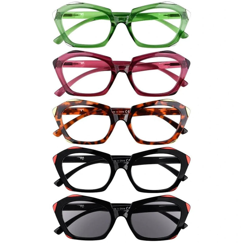 eyekeeper.com 5 Pack Fashionable Reading Glasses Polygon Readers R2129 Eyeglasses White Smoke 5 Pairs Mix / without magnification,5 Pairs Mix / +0.50,5 Pairs Mix / +0.75,5 Pairs Mix / +1.00,5 Pairs Mix / +1.25,5 Pairs Mix / +1.50,5 Pairs Mix / +1.75,5 Pairs Mix / +2.00,5 Pairs Mix / +2.50,5 Pairs Mix / +2.75,5 Pairs Mix / +3.00,5 Pairs Mix / +3.25