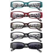 eyekeeper.com 5 Pack Floral Pattern Design Reading Glasses R040F Eyeglasses White Smoke 5 Pairs Mix / +0.50,5 Pairs Mix / +0.75,5 Pairs Mix / +1.00,5 Pairs Mix / +1.25,5 Pairs Mix / +1.50,5 Pairs Mix / +2.00,5 Pairs Mix / +2.25,5 Pairs Mix / +2.50,5 Pairs Mix / +2.75,5 Pairs Mix / +3.00,5 Pairs Mix / +3.50,5 Pairs Mix / +4.00