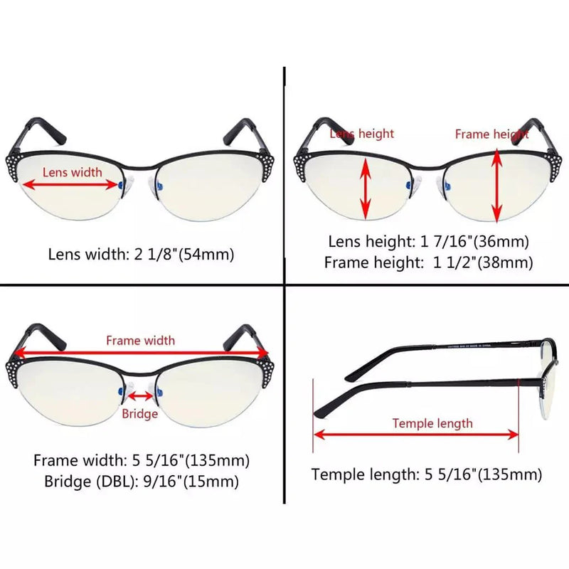 eyekeeper.com 5 Pack Half-rim Cat-eye Blue Light Filter Eyeglasses UV17002 Eyeglasses White Smoke 5 Pairs Mix / without magnification