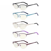eyekeeper.com 5 Pack Half-rim Cat-eye Blue Light Filter Eyeglasses UV17002 Eyeglasses White Smoke 5 Pairs Mix / without magnification