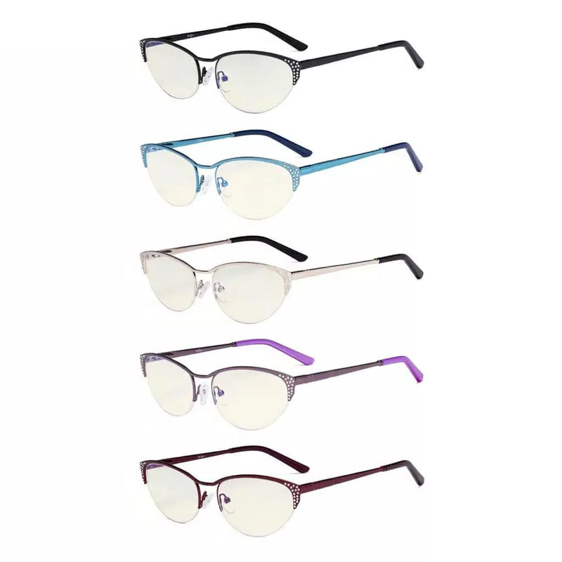 eyekeeper.com 5 Pack Half-rim Cat-eye Blue Light Filter Eyeglasses UV17002 Eyeglasses White Smoke 5 Pairs Mix / without magnification