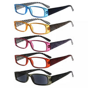 eyekeeper.com 5 Pack Polka Dots Rectangle Reading Glasses R006P Eyeglasses White Smoke 5 Pairs Mix / +0.50,5 Pairs Mix / +0.75,5 Pairs Mix / +1.00,5 Pairs Mix / +1.25,5 Pairs Mix / +1.50,5 Pairs Mix / +1.75,5 Pairs Mix / +2.00,5 Pairs Mix / +2.25,5 Pairs Mix / +2.50,5 Pairs Mix / +2.75,5 Pairs Mix / +3.00,5 Pairs Mix / +3.50,5 Pairs Mix / +
