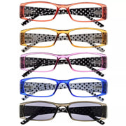 eyekeeper.com 5 Pack Polka Dots Rectangle Reading Glasses R006P Eyeglasses White Smoke 5 Pairs Mix / +0.50,5 Pairs Mix / +0.75,5 Pairs Mix / +1.00,5 Pairs Mix / +1.25,5 Pairs Mix / +1.50,5 Pairs Mix / +1.75,5 Pairs Mix / +2.00,5 Pairs Mix / +2.25,5 Pairs Mix / +2.50,5 Pairs Mix / +2.75,5 Pairs Mix / +3.00,5 Pairs Mix / +3.50,5 Pairs Mix / +