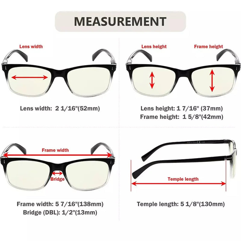 eyekeeper.com 5 Pack Rectangle Blue Light Filter Reading Glasses UVR150 Eyeglasses White Smoke 5 Pairs Mix / without magnification,5 Pairs Mix / +0.50,5 Pairs Mix / +1.00,5 Pairs Mix / +2.00,5 Pairs Mix / +2.50