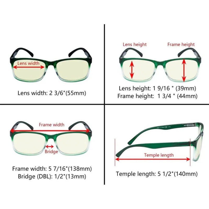 eyekeeper.com 5 Pack Rectangle Blue Light Filter Reading Glasses UVRT1805 Eyeglasses White Smoke 5 Pairs Mix / without magnification,5 Pairs Mix / +1.00,5 Pairs Mix / +1.25,5 Pairs Mix / +1.50,5 Pairs Mix / +2.00,5 Pairs Mix / +2.25,5 Pairs Mix / +3.00