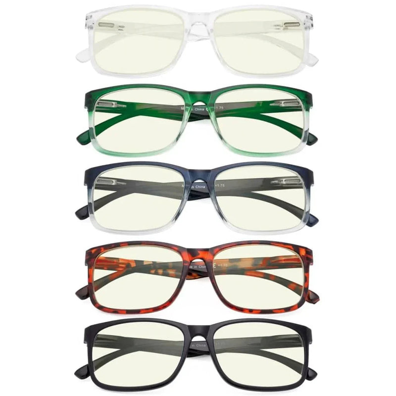 eyekeeper.com 5 Pack Rectangle Blue Light Filter Reading Glasses UVRT1805 Eyeglasses White Smoke 5 Pairs Mix / without magnification,5 Pairs Mix / +1.00,5 Pairs Mix / +1.25,5 Pairs Mix / +1.50,5 Pairs Mix / +2.00,5 Pairs Mix / +2.25,5 Pairs Mix / +3.00