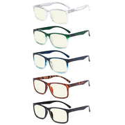 eyekeeper.com 5 Pack Rectangle Blue Light Filter Reading Glasses UVRT1805 Eyeglasses White Smoke 5 Pairs Mix / without magnification,5 Pairs Mix / +1.00,5 Pairs Mix / +1.25,5 Pairs Mix / +1.50,5 Pairs Mix / +2.00,5 Pairs Mix / +2.25,5 Pairs Mix / +3.00