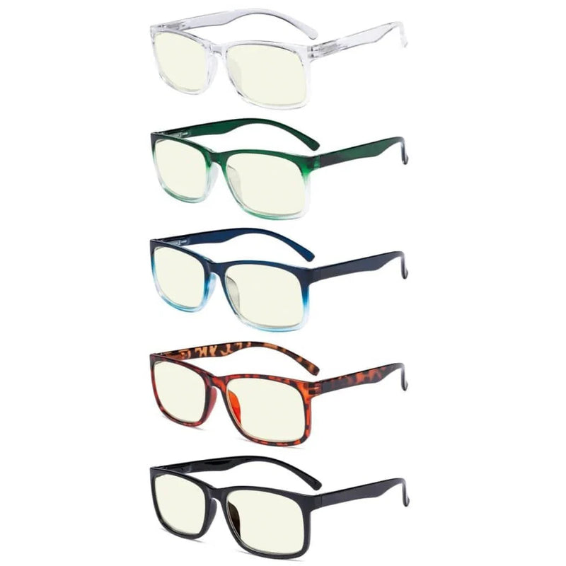 eyekeeper.com 5 Pack Rectangle Blue Light Filter Reading Glasses UVRT1805 Eyeglasses White Smoke 5 Pairs Mix / without magnification,5 Pairs Mix / +1.00,5 Pairs Mix / +1.25,5 Pairs Mix / +1.50,5 Pairs Mix / +2.00,5 Pairs Mix / +2.25,5 Pairs Mix / +3.00