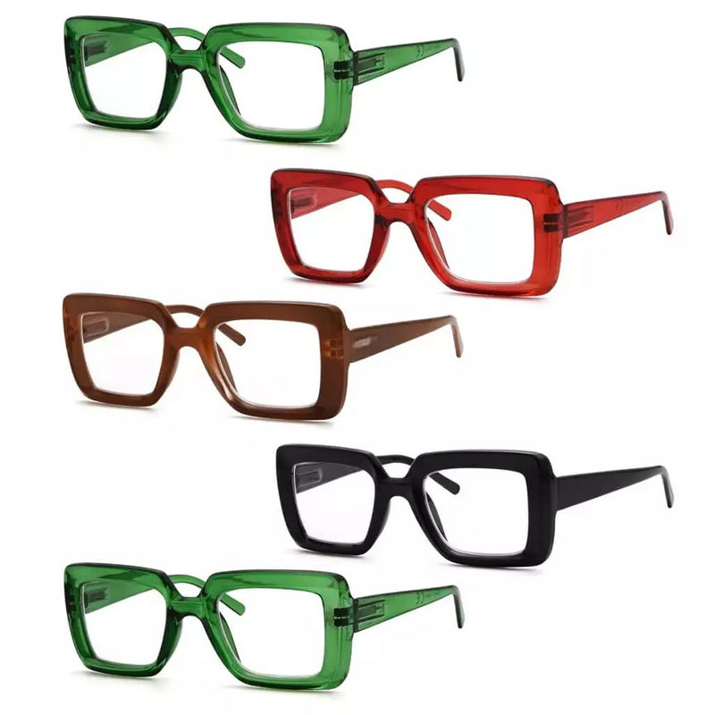 eyekeeper.com 5 Pack Rectangle Funky Reading Glasses Trendy Readers R2101 Eyeglasses White Smoke 5 Pairs Mix (Include 2 Green) / without magnification,5 Pairs Mix (Include 2 Green) / +0.50,5 Pairs Mix (Include 2 Green) / +0.75,5 Pairs Mix (Include 2 Green) / +1.00,5 Pairs Mix (Include 2 Green) / +1.25,5 Pairs Mix (Include 2 Green) / +1.50,5 Pairs Mix