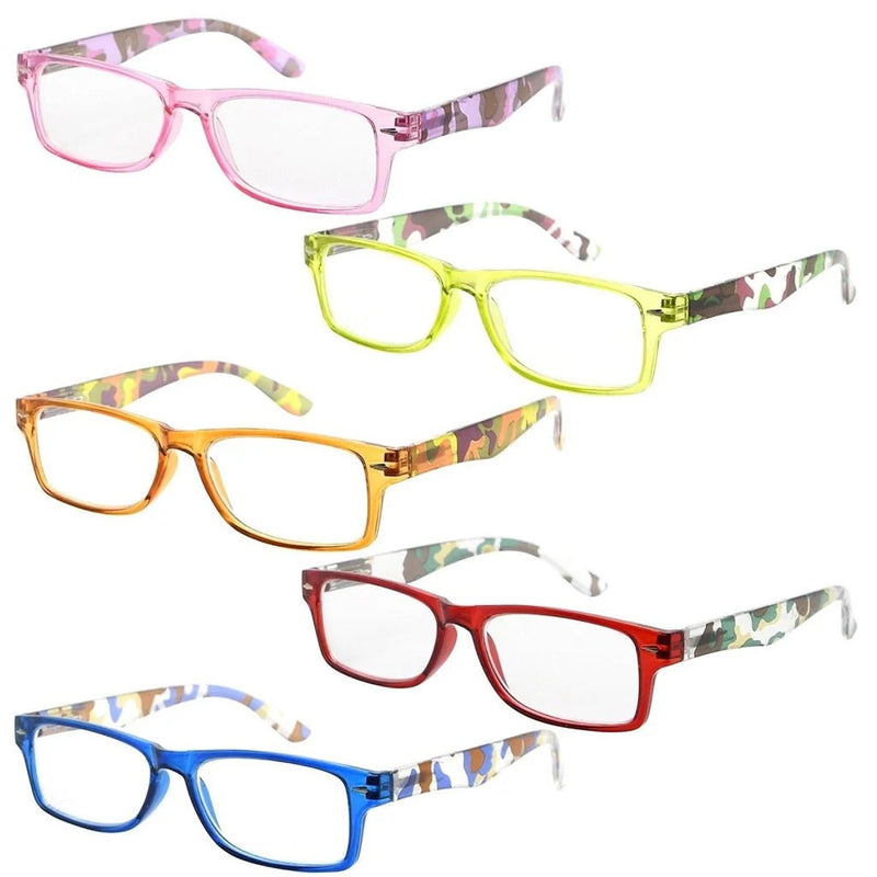 eyekeeper.com 5 Pack Rectangle Reading Glasses Camouflage Temples R066C Eyeglasses White Smoke 5 Pairs Mix / +0.50,5 Pairs Mix / +0.75,5 Pairs Mix / +1.00,5 Pairs Mix / +1.25,5 Pairs Mix / +1.50,5 Pairs Mix / +1.75
