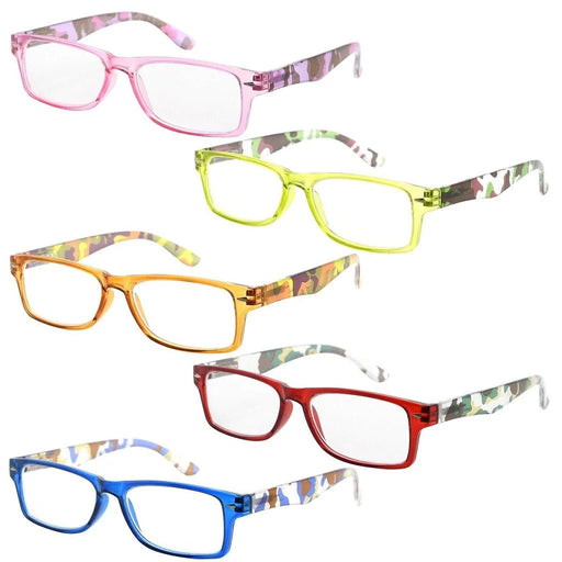 eyekeeper.com 5 Pack Rectangle Reading Glasses Camouflage Temples R066C Eyeglasses White Smoke 5 Pairs Mix / +0.50,5 Pairs Mix / +0.75,5 Pairs Mix / +1.00,5 Pairs Mix / +1.25,5 Pairs Mix / +1.50,5 Pairs Mix / +1.75