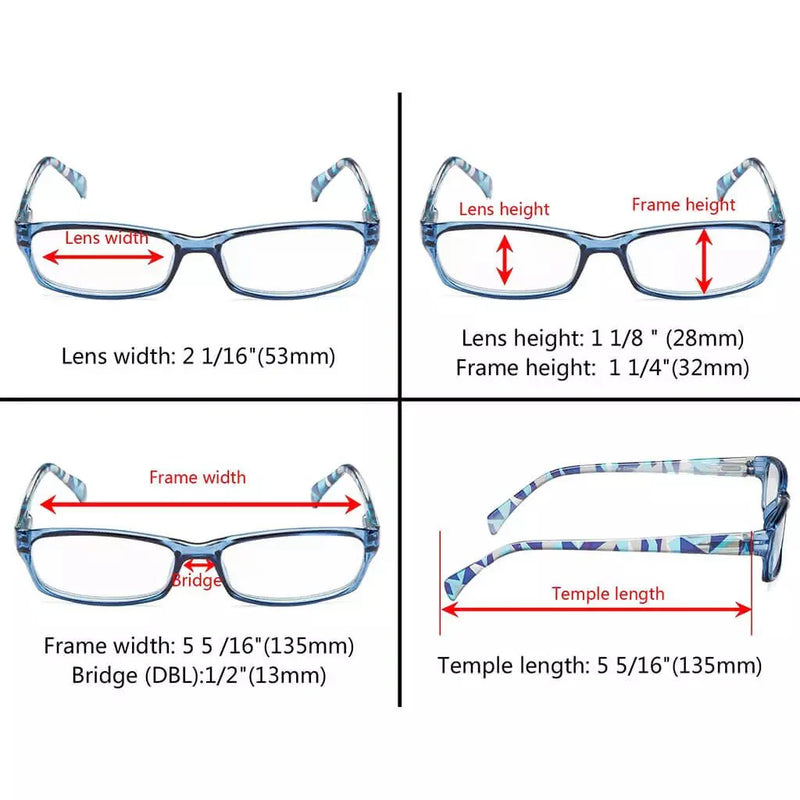 eyekeeper.com 5 Pack Rectangle Reading Glasses with Pattern Temples RT1803 Eyeglasses White Smoke 5 Pairs Mix / +0.50,5 Pairs Mix / +0.75,5 Pairs Mix / +1.00,5 Pairs Mix / +1.25,5 Pairs Mix / +1.50,5 Pairs Mix / +1.75,5 Pairs Mix / +2.00,5 Pairs Mix / +2.25,5 Pairs Mix / +2.50,5 Pairs Mix / +2.75,5 Pairs Mix / +3.00,5 Pairs Mix / +3.50,5 Pairs Mix / +