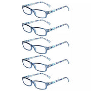 eyekeeper.com 5 Pack Rectangle Reading Glasses with Pattern Temples RT1803 Eyeglasses White Smoke Blue-5pcs / +0.50,Blue-5pcs / +0.75,Blue-5pcs / +1.00,Blue-5pcs / +1.25,Blue-5pcs / +1.50,Blue-5pcs / +1.75,Blue-5pcs / +2.00,Blue-5pcs / +2.25,Blue-5pcs / +2.50,Blue-5pcs / +2.75,Blue-5pcs / +3.00,Blue-5pcs / +3.50,Blue-5pcs / +4.00
