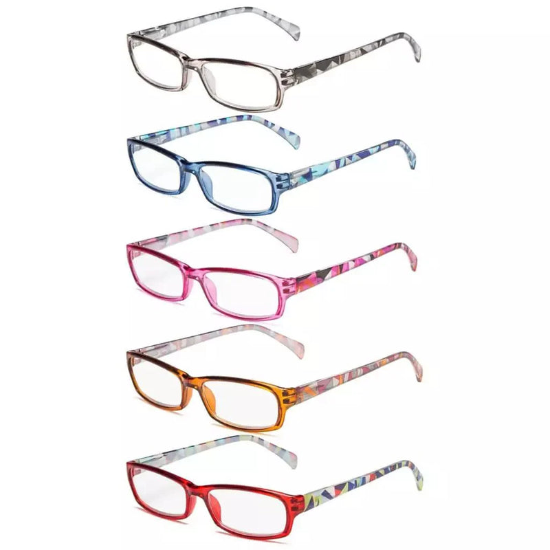 eyekeeper.com 5 Pack Rectangle Pattern Temples Reading Glasses RT1803 Eyeglasses White Smoke 5 Pairs Mix / +1.00,5 Pairs Mix / +1.50,5 Pairs Mix / +1.75,5 Pairs Mix / +2.00