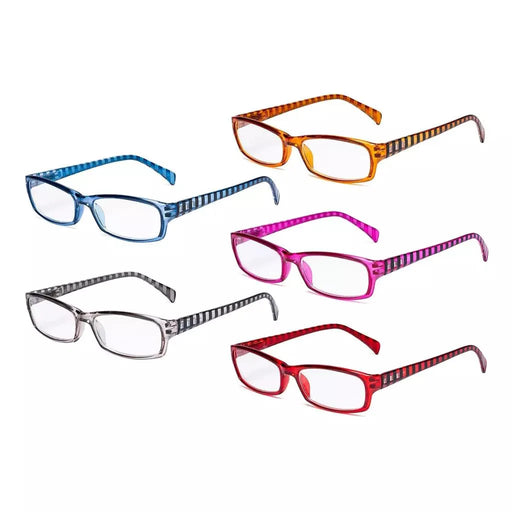 eyekeeper.com 5 Pack Rectangle Reading Glasses with Stripe Arms RT1803S Eyeglasses White Smoke 5 Pairs Mix / +0.50,5 Pairs Mix / +0.75,5 Pairs Mix / +1.00,5 Pairs Mix / +1.25,5 Pairs Mix / +1.50,5 Pairs Mix / +1.75,5 Pairs Mix / +2.00,5 Pairs Mix / +2.25,5 Pairs Mix / +2.50,5 Pairs Mix / +2.75,5 Pairs Mix / +3.00,5 Pairs Mix / +3.50
