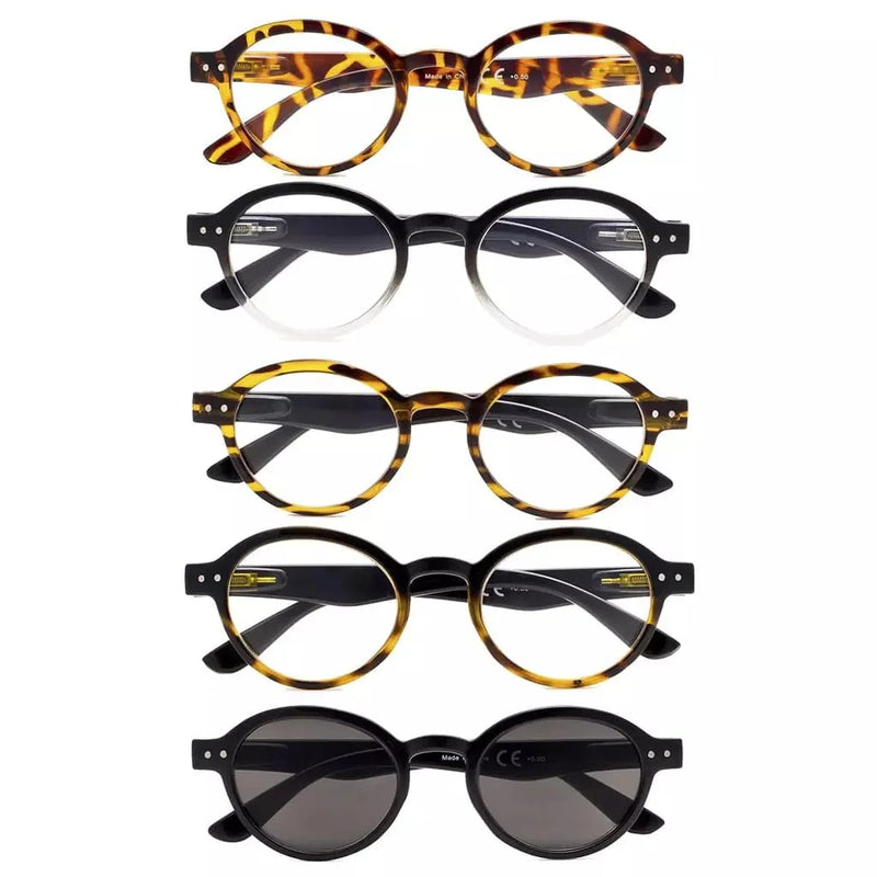 eyekeeper.com 5 Pack Retro Round Reading Glasses Include Sunglasses R070 Eyeglasses White Smoke 5 Pairs Mix / +0.50,5 Pairs Mix / +0.75,5 Pairs Mix / +1.00,5 Pairs Mix / +1.25,5 Pairs Mix / +1.50,5 Pairs Mix / +1.75,5 Pairs Mix / +2.75,5 Pairs Mix / +3.00,5 Pairs Mix / +3.50,5 Pairs Mix / +4.00