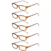 eyekeeper.com 5 Pack Rectangle Pattern Temples Reading Glasses RT1803 Eyeglasses White Smoke Brown-5pcs / +0.50,Brown-5pcs / +0.75,Brown-5pcs / +1.00,Brown-5pcs / +1.25,Brown-5pcs / +1.50,Brown-5pcs / +1.75,Brown-5pcs / +2.00,Brown-5pcs / +2.25,Brown-5pcs / +2.50