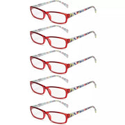 eyekeeper.com 5 Pack Rectangle Pattern Temples Reading Glasses RT1803 Eyeglasses White Smoke Red-5pcs / +0.50,Red-5pcs / +0.75,Red-5pcs / +1.00,Red-5pcs / +1.25,Red-5pcs / +1.50,Red-5pcs / +1.75,Red-5pcs / +2.00,Red-5pcs / +2.50,Red-5pcs / +3.00,Red-5pcs / +3.50