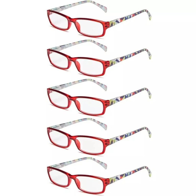 eyekeeper.com 5 Pack Rectangle Pattern Temples Reading Glasses RT1803 Eyeglasses White Smoke Red-5pcs / +0.50,Red-5pcs / +0.75,Red-5pcs / +1.00,Red-5pcs / +1.25,Red-5pcs / +1.50,Red-5pcs / +1.75,Red-5pcs / +2.00,Red-5pcs / +2.50,Red-5pcs / +3.00,Red-5pcs / +3.50
