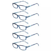 eyekeeper.com 5 Pack Rectangle Pattern Temples Reading Glasses RT1803 Eyeglasses White Smoke Blue-5pcs / +0.50,Blue-5pcs / +0.75,Blue-5pcs / +1.00,Blue-5pcs / +1.25