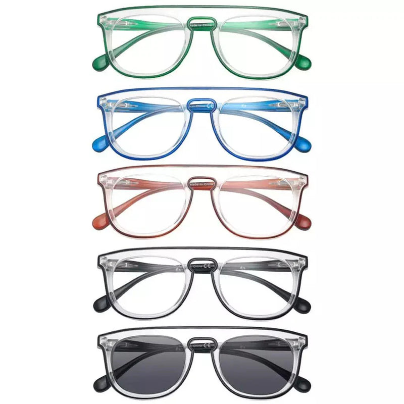 eyekeeper.com 5 Pack Stylish Pilot Reading Glasses Double Color Readers R2122 Eyeglasses White Smoke 5 Pairs Mix / without magnification,5 Pairs Mix / +0.50,5 Pairs Mix / +0.75,5 Pairs Mix / +1.00,5 Pairs Mix / +1.25,5 Pairs Mix / +1.50,5 Pairs Mix / +1.75,5 Pairs Mix / +2.00,5 Pairs Mix / +2.25,5 Pairs Mix / +2.50,5 Pairs Mix / +2.75,5 Pairs Mix / +3.00