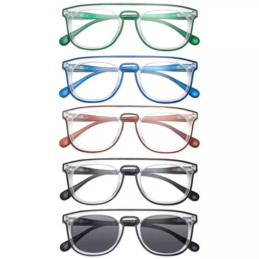 eyekeeper.com 5 Pack Stylish Pilot Reading Glasses Double Color Readers R2122 Eyeglasses White Smoke 5 Pairs Mix / without magnification,5 Pairs Mix / +0.50,5 Pairs Mix / +0.75,5 Pairs Mix / +1.00,5 Pairs Mix / +1.25,5 Pairs Mix / +1.50,5 Pairs Mix / +1.75,5 Pairs Mix / +2.00,5 Pairs Mix / +2.25,5 Pairs Mix / +2.50,5 Pairs Mix / +2.75,5 Pairs Mix / +3.00