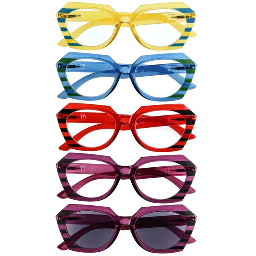 eyekeeper.com 5 Pack Stylish Stripe Polygon Reading Glasses R2135 Eyeglasses White Smoke 5 Pairs Mix / without magnification,5 Pairs Mix / +0.50,5 Pairs Mix / +0.75,5 Pairs Mix / +1.00,5 Pairs Mix / +1.25,5 Pairs Mix / +1.50,5 Pairs Mix / +1.75,5 Pairs Mix / +2.00,5 Pairs Mix / +2.25,5 Pairs Mix / +2.50,5 Pairs Mix / +2.75,5 Pairs Mix / +3.00