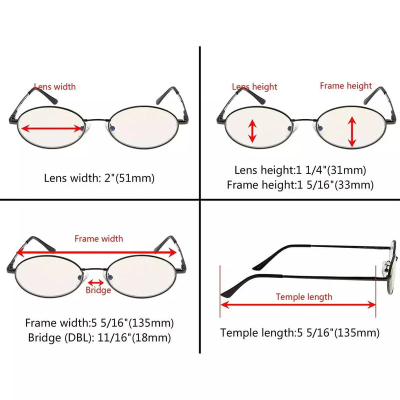 eyekeeper.com 5 Pack Titanium Blue Light Filter Reading Glasses UVR1643 Eyeglasses White Smoke 5 Pairs Mix / +0.50,5 Pairs Mix / +0.75