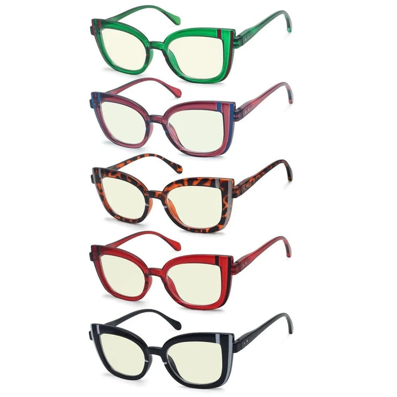 eyekeeper.com 5 Pack Trendy Cat-eye Blue Light Filter Reading Glasses UV2117 Eyeglasses White Smoke 5 Pairs Mix / without magnification,5 Pairs Mix / +0.50,5 Pairs Mix / +1.00,5 Pairs Mix / +1.25,5 Pairs Mix / +1.50,5 Pairs Mix / +1.75,5 Pairs Mix / +2.00,5 Pairs Mix / +2.25,5 Pairs Mix / +2.50,5 Pairs Mix / +3.00,5 Pairs Mix / +3.50,5 Pairs Mix / +4.00