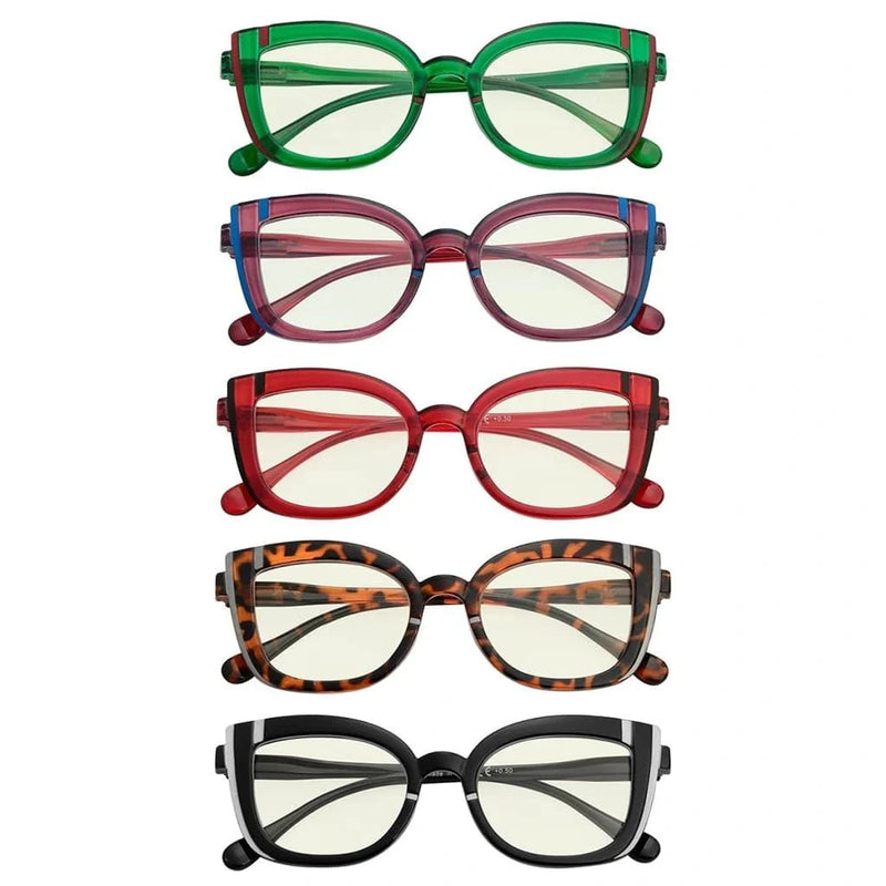 eyekeeper.com 5 Pack Trendy Cat-eye Blue Light Filter Reading Glasses UV2117 Eyeglasses White Smoke 5 Pairs Mix / without magnification,5 Pairs Mix / +0.50,5 Pairs Mix / +1.00,5 Pairs Mix / +1.25,5 Pairs Mix / +1.50,5 Pairs Mix / +1.75,5 Pairs Mix / +2.00,5 Pairs Mix / +2.25,5 Pairs Mix / +2.50,5 Pairs Mix / +3.00,5 Pairs Mix / +3.50,5 Pairs Mix / +4.00