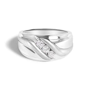 Bids.com Men's .925 Sterling Silver 1/2 Cttw Diamond Channel Set 3-Stone Band Ring - Ring Size 10 Rings White Smoke 10 / White.Sterling Silver,9 / White.Sterling Silver,11 / White.Sterling Silver,9.5 / White.Sterling Silver,10.5 / White.Sterling Silver,11.5 / White.Sterling Silver