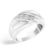 Bids.com Men's .925 Sterling Silver 1/2 Cttw Diamond Channel Set 3-Stone Band Ring - Ring Size 10 Rings White Smoke 10 / White.Sterling Silver,9 / White.Sterling Silver,11 / White.Sterling Silver,9.5 / White.Sterling Silver,10.5 / White.Sterling Silver,11.5 / White.Sterling Silver