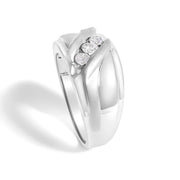 Bids.com Men's .925 Sterling Silver 1/2 Cttw Diamond Channel Set 3-Stone Band Ring - Ring Size 10 Rings White Smoke 10 / White.Sterling Silver,9 / White.Sterling Silver,11 / White.Sterling Silver,9.5 / White.Sterling Silver,10.5 / White.Sterling Silver,11.5 / White.Sterling Silver