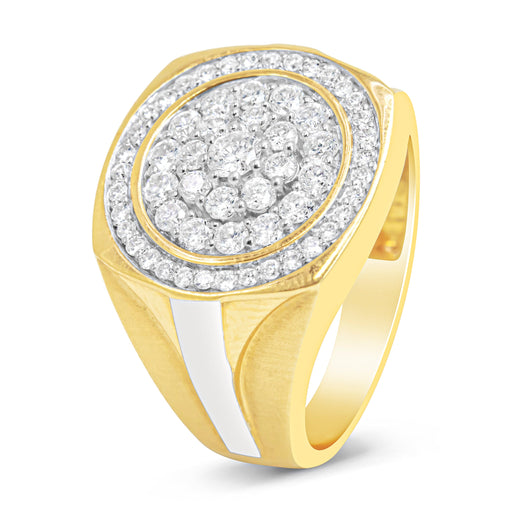 Bids.com 10K Yellow Gold 1 1/2 Cttw Diamond Cluster and Halo Signet Mens Ring (K-L Color, I1-I2 Clarity) - Size 10 Rings White Smoke 10 / YellowWhite.Gold,9 / YellowWhite.Gold,11 / Yellow.Gold,12 / YellowWhite.Gold