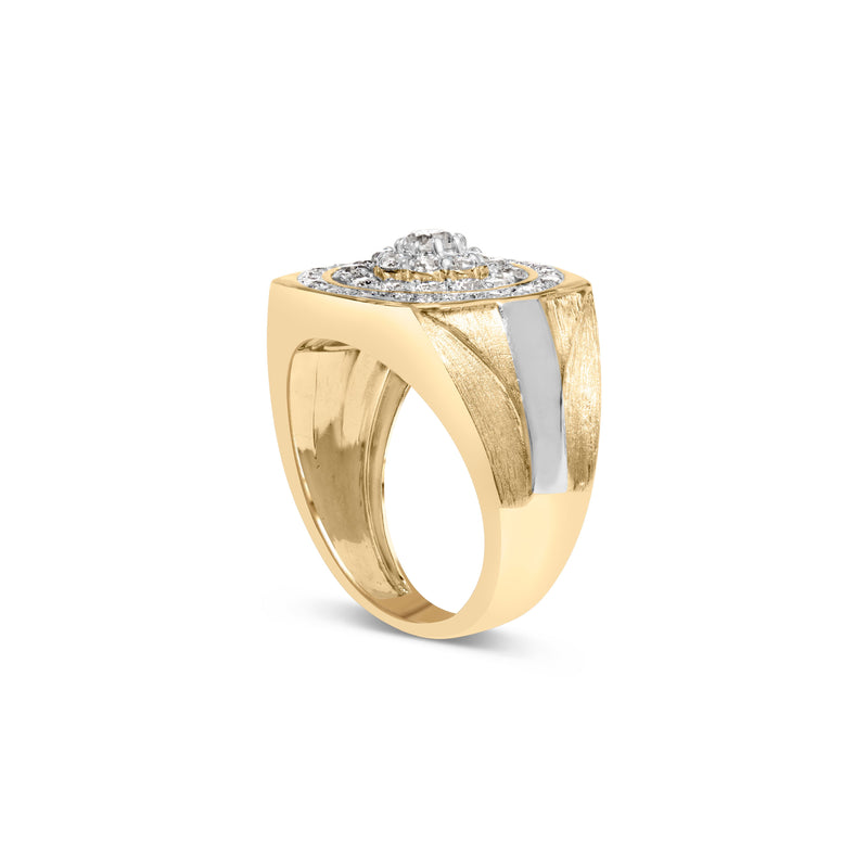 Bids.com 10K Yellow Gold 1 1/2 Cttw Diamond Cluster and Halo Signet Mens Ring (K-L Color, I1-I2 Clarity) - Size 10 Rings White Smoke 10 / YellowWhite.Gold,9 / YellowWhite.Gold,11 / Yellow.Gold,12 / YellowWhite.Gold